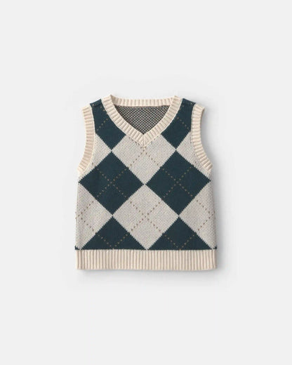 Toddler Boy Argyle Sweater Vest - Green/Cream