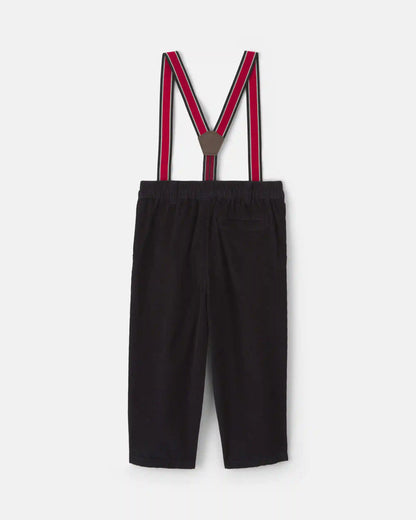 Toddler Boy Corduroy Straight Suspender Pants - Black