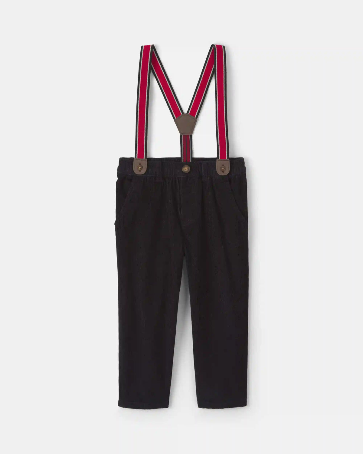 Toddler Boy Corduroy Straight Suspender Pants - Black