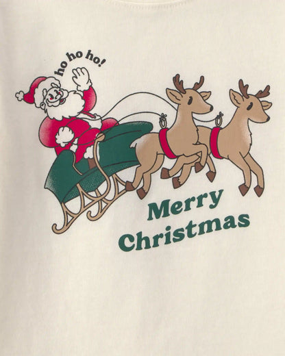 Toddler 'Merry Christmas' Santa Long-Sleeve Graphic Tee - Cream