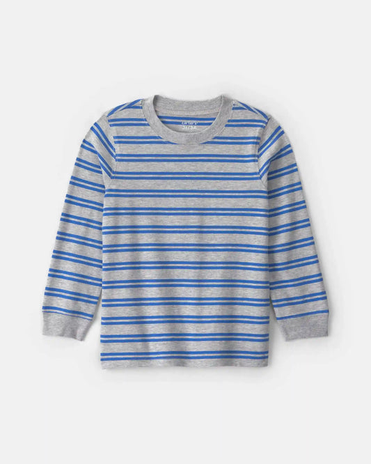 Toddler Boy Striped Long-Sleeve Tee - Grey/Blue