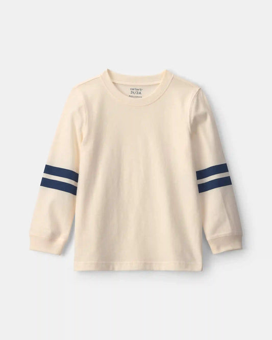 Toddler Boy Striped Long-Sleeve Tee - Cream/Navy Blue