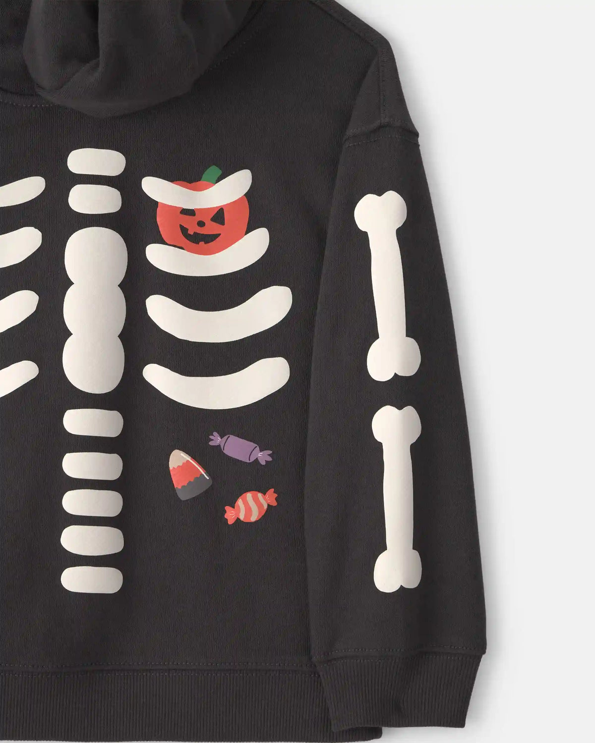 Toddler Boy Skeleton Halloween Hoodie - Black/White