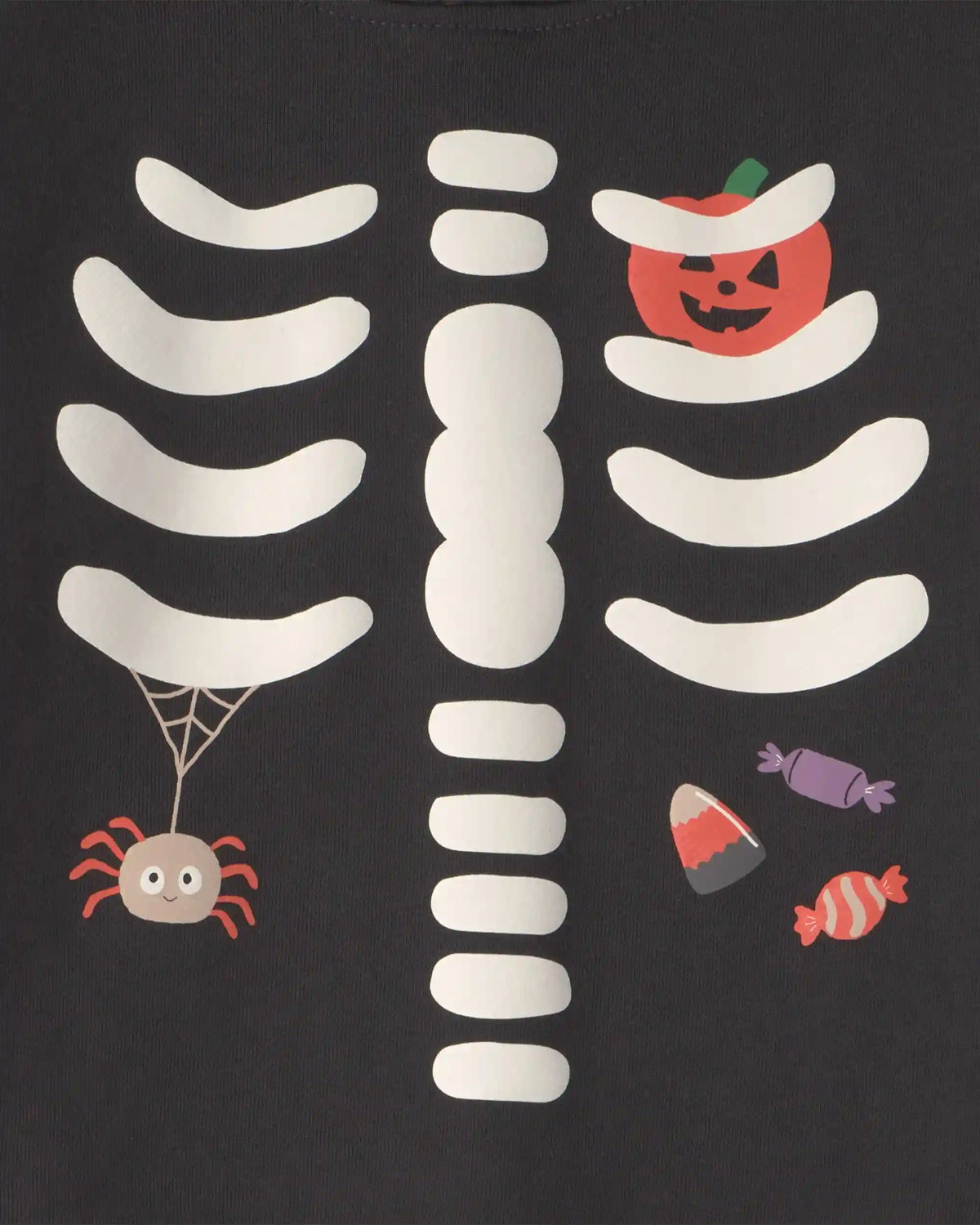 Toddler Boy Skeleton Halloween Hoodie - Black/White