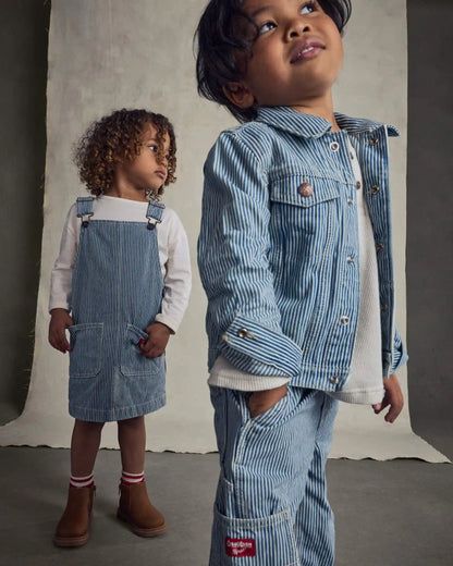 Toddler Boy Hickory Stripe Denim Carpenter Jeans - Light Wash