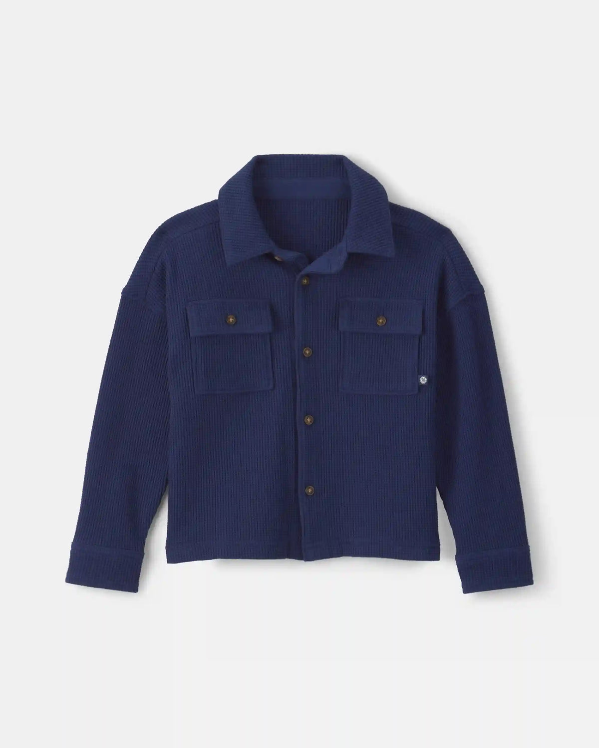 Toddler Boy Thermal Long-Sleeve Button-Down Shirt - Navy Blue