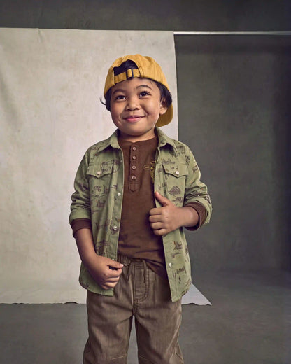 Toddler Boy Western Long-Sleeve Button-Down Shirt - Olive Green