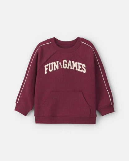 Toddler Boy 'Fun & Games' Pullover Sweatshirt - Burgundy