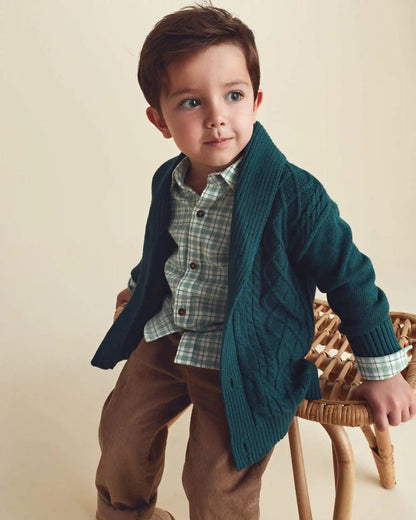 Toddler Boy Sweater Cardigan - Dark Green