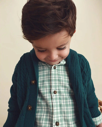 Toddler Boy Sweater Cardigan - Dark Green