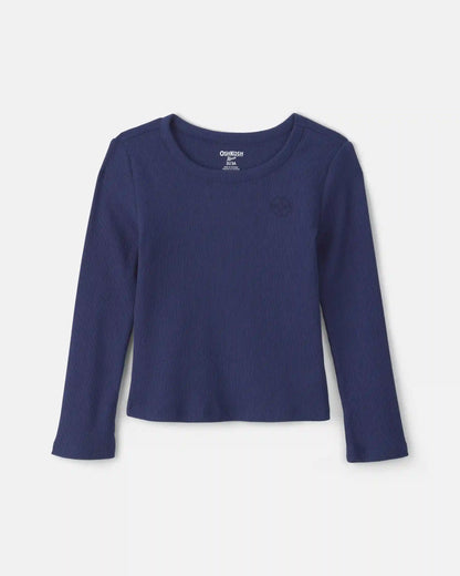 Toddler Girl Long-Sleeve Rib Top - Navy Blue