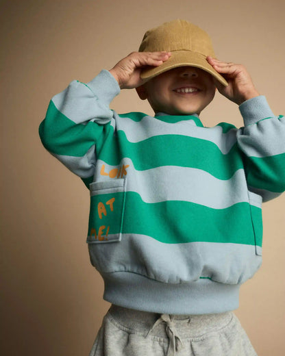 Toddler 'Look at Me!' Otter Sweatshirt™ with Pockets in Stripes - Green/Blue