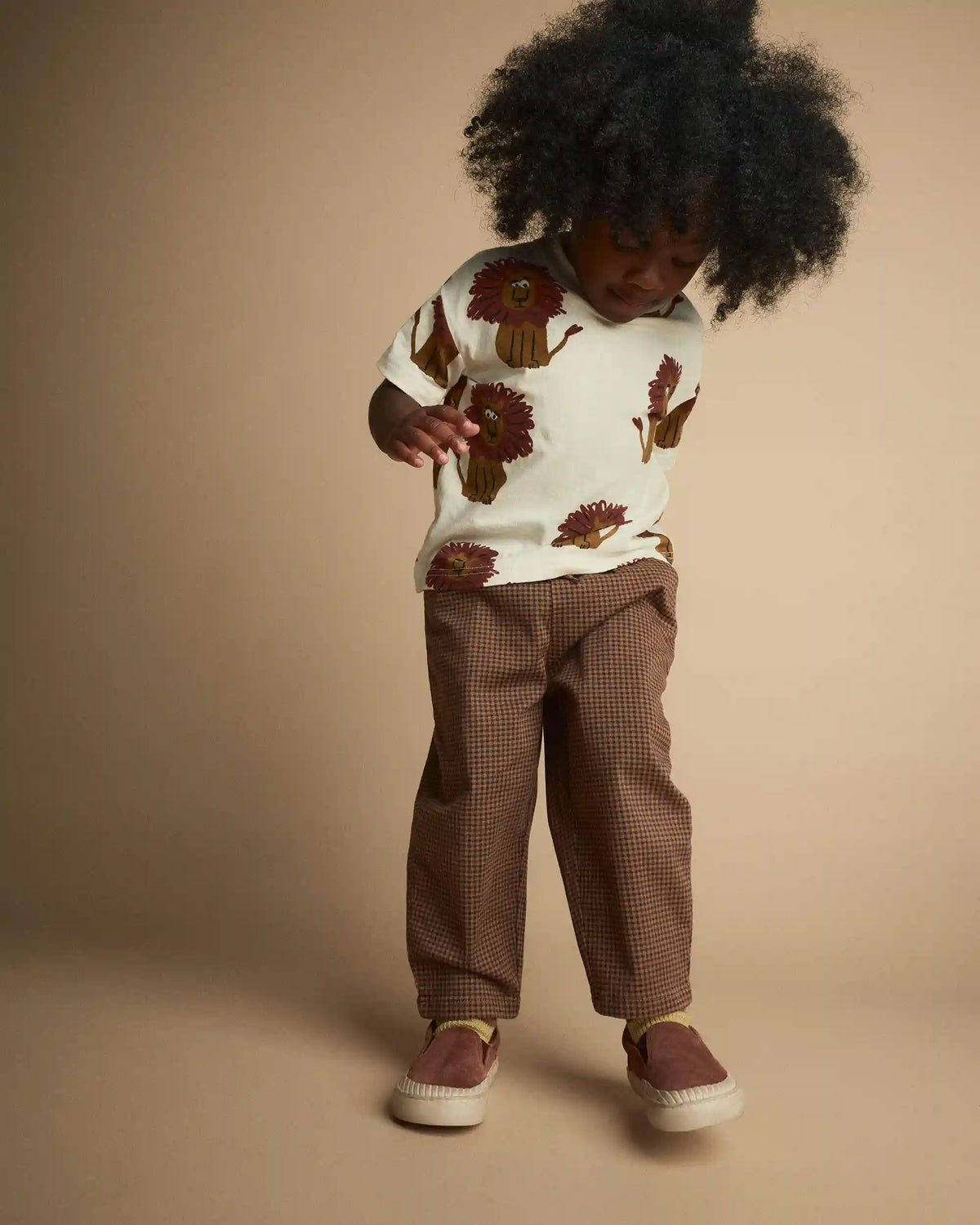 Toddler Boy Playground Pants in Gingham - Brown