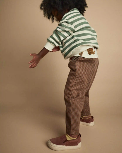 Toddler Boy Playground Pants in Gingham - Brown