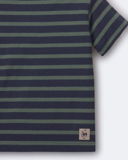 Toddler Boy Relaxed Tee in Stripes - Navy/Beige