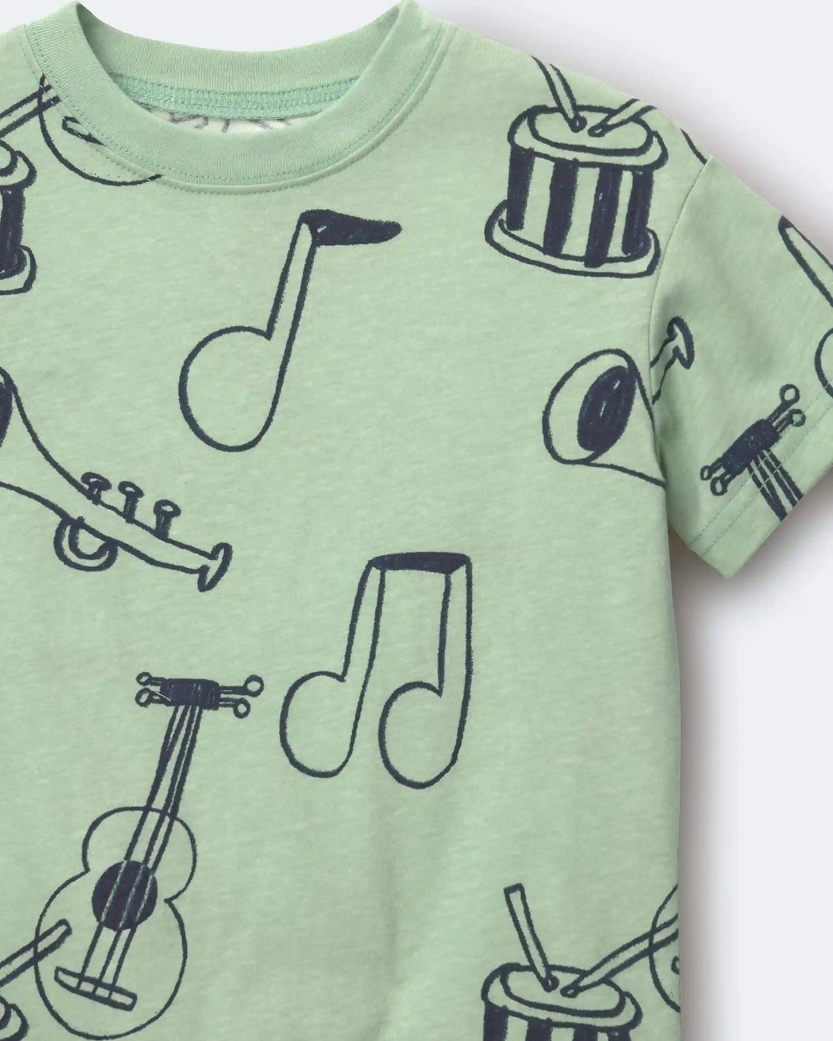 Toddler Relaxed Graphic Tee in Music Print - Green