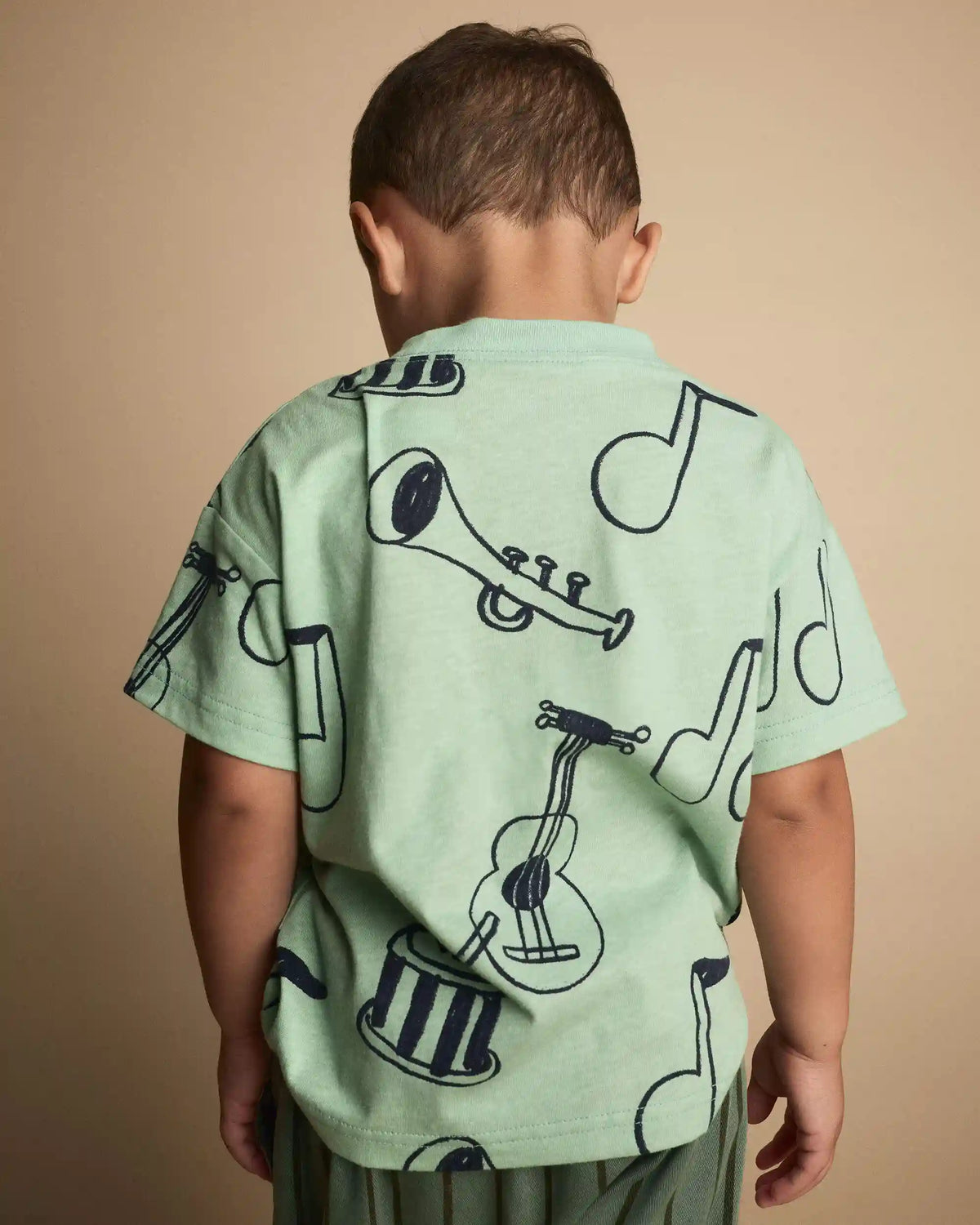 Toddler Relaxed Graphic Tee in Music Print - Green