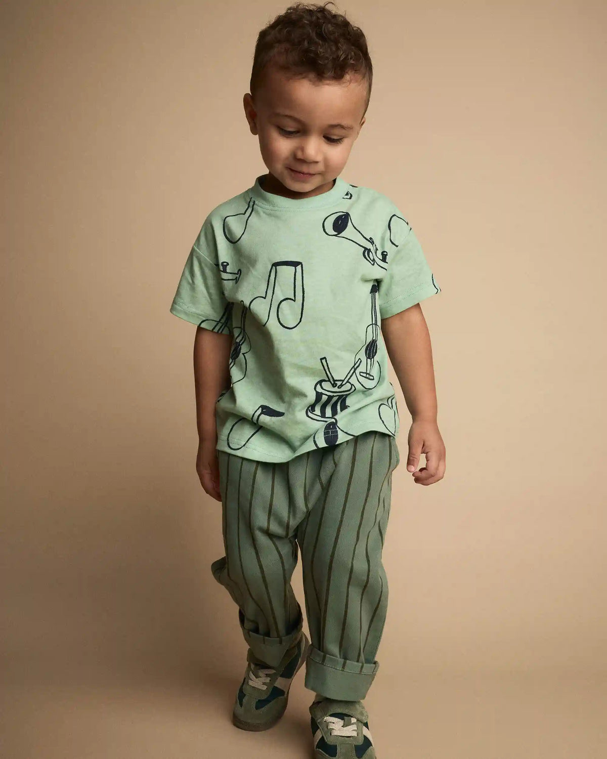 Toddler Boy Playground Pants in Stripes - Olive