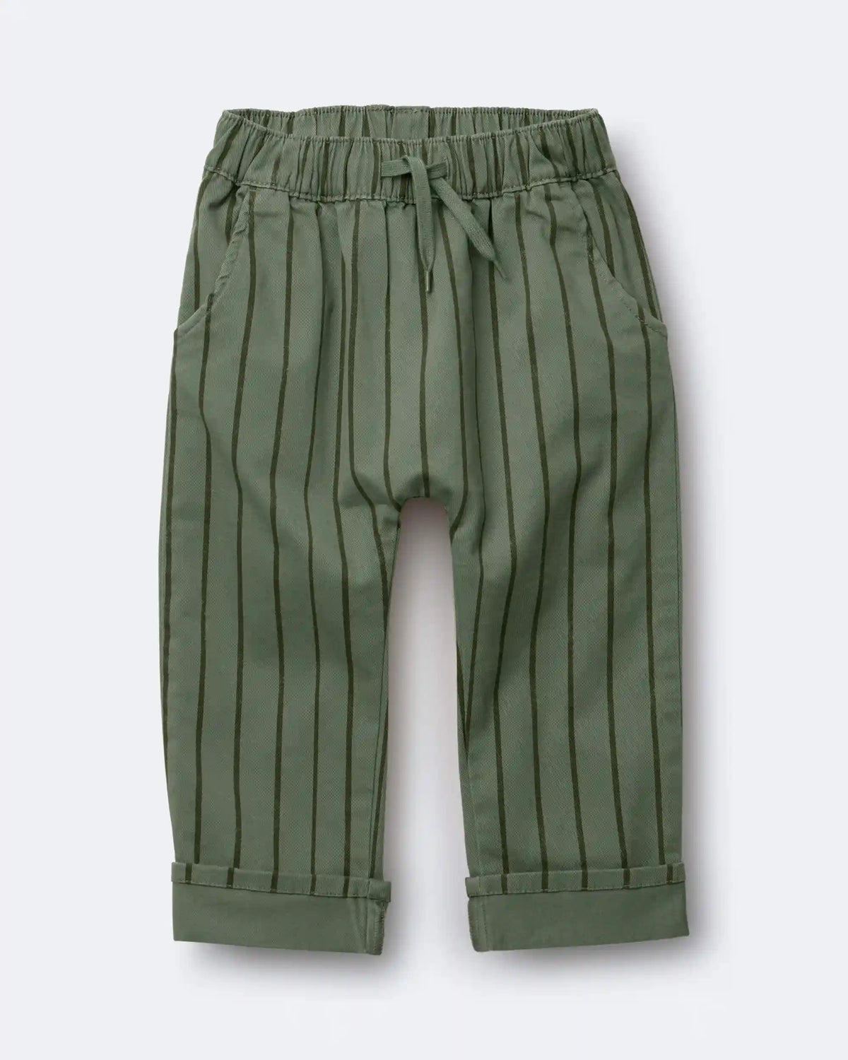 Toddler Boy Playground Pants in Stripes - Olive