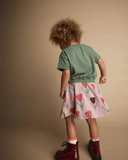 Toddler Girl Skirt in Tulip Print - Mauve