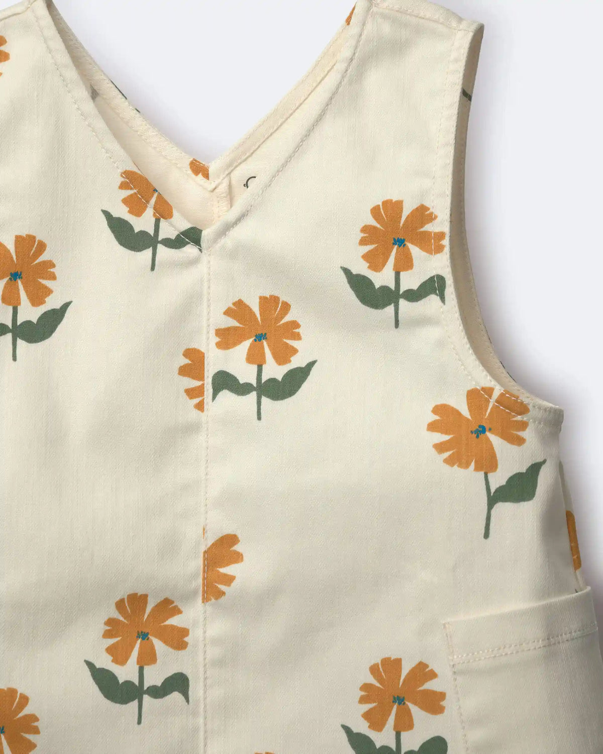 Toddler Girl Otter Pocket Jumper in Floral Print - Cream