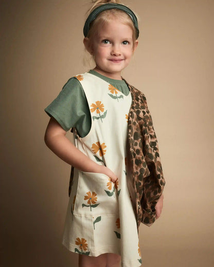 Toddler Girl Otter Pocket Jumper in Floral Print - Cream