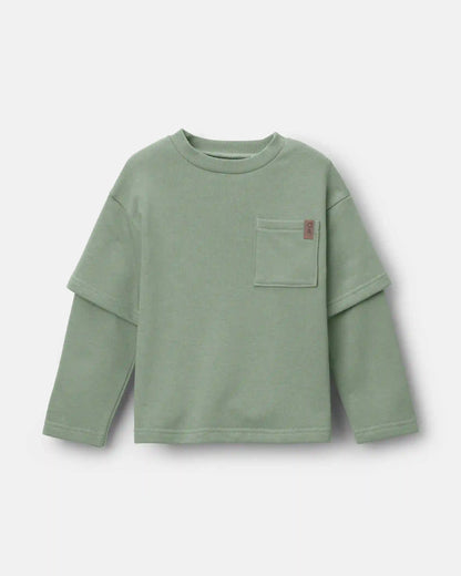 Toddler Long-Sleeve Layered Top - Olive