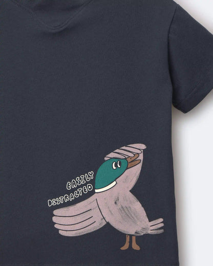 Toddler 'Easily Distracted' Duck Relaxed Graphic Tee - Navy
