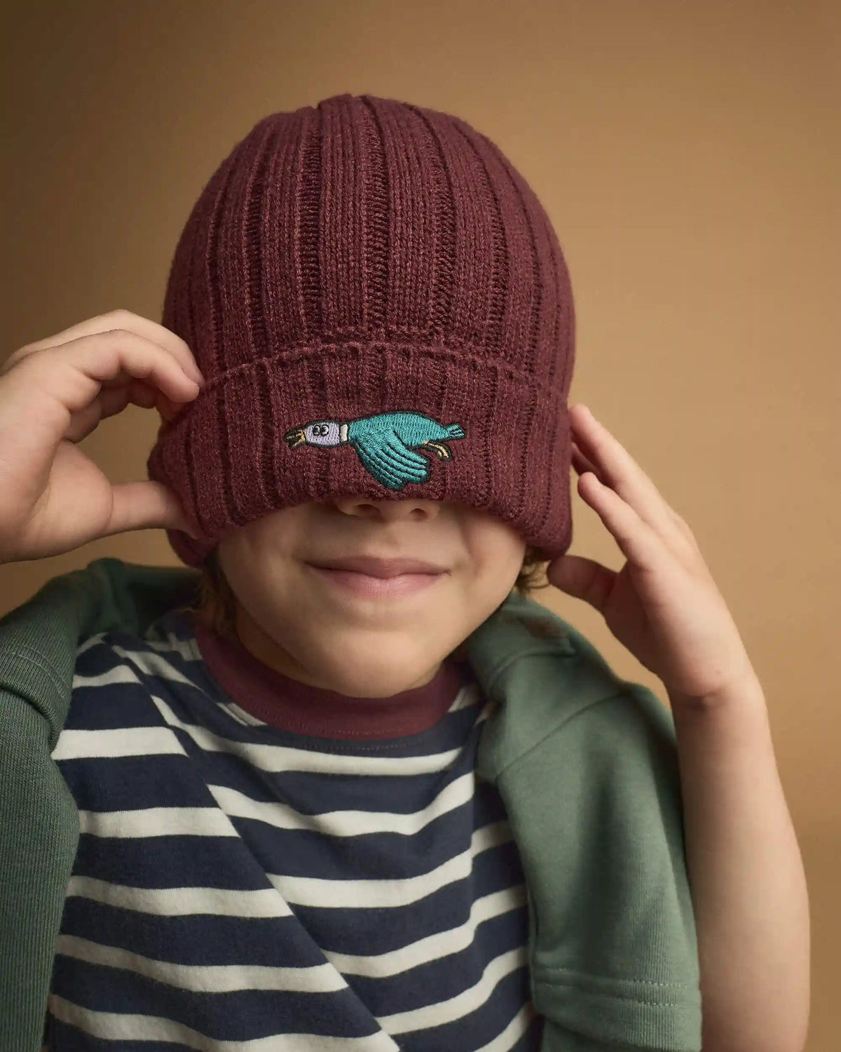 Toddler Duck Beanie - Burgundy