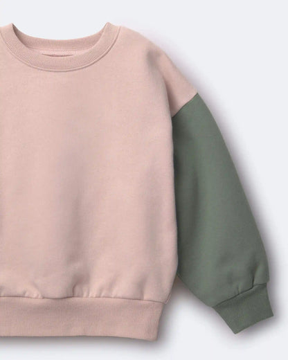 Toddler Girl Colorblock Pullover Sweatshirt - Light Pink/Mauve/Olive