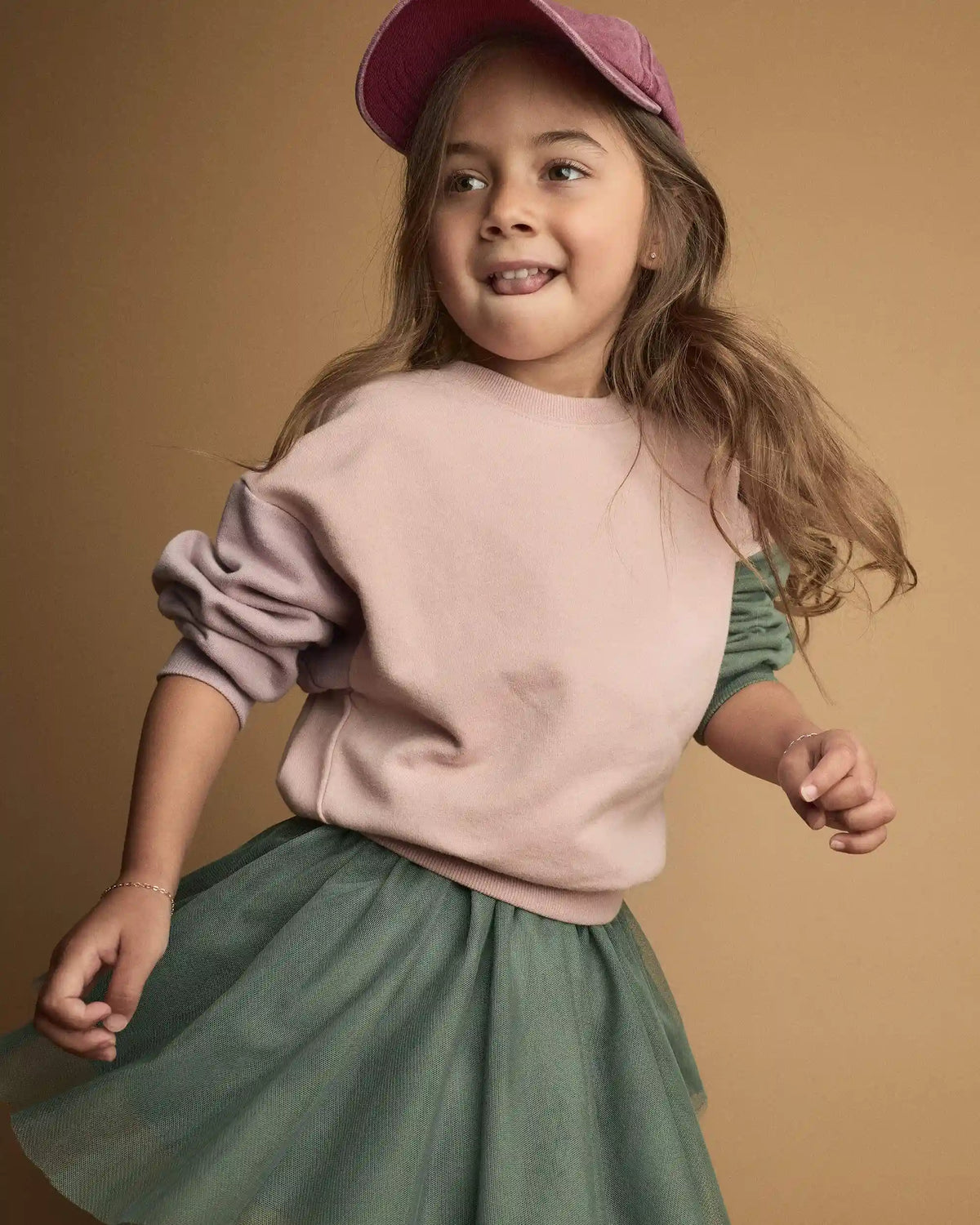 Toddler Girl Colorblock Pullover Sweatshirt - Light Pink/Mauve/Olive