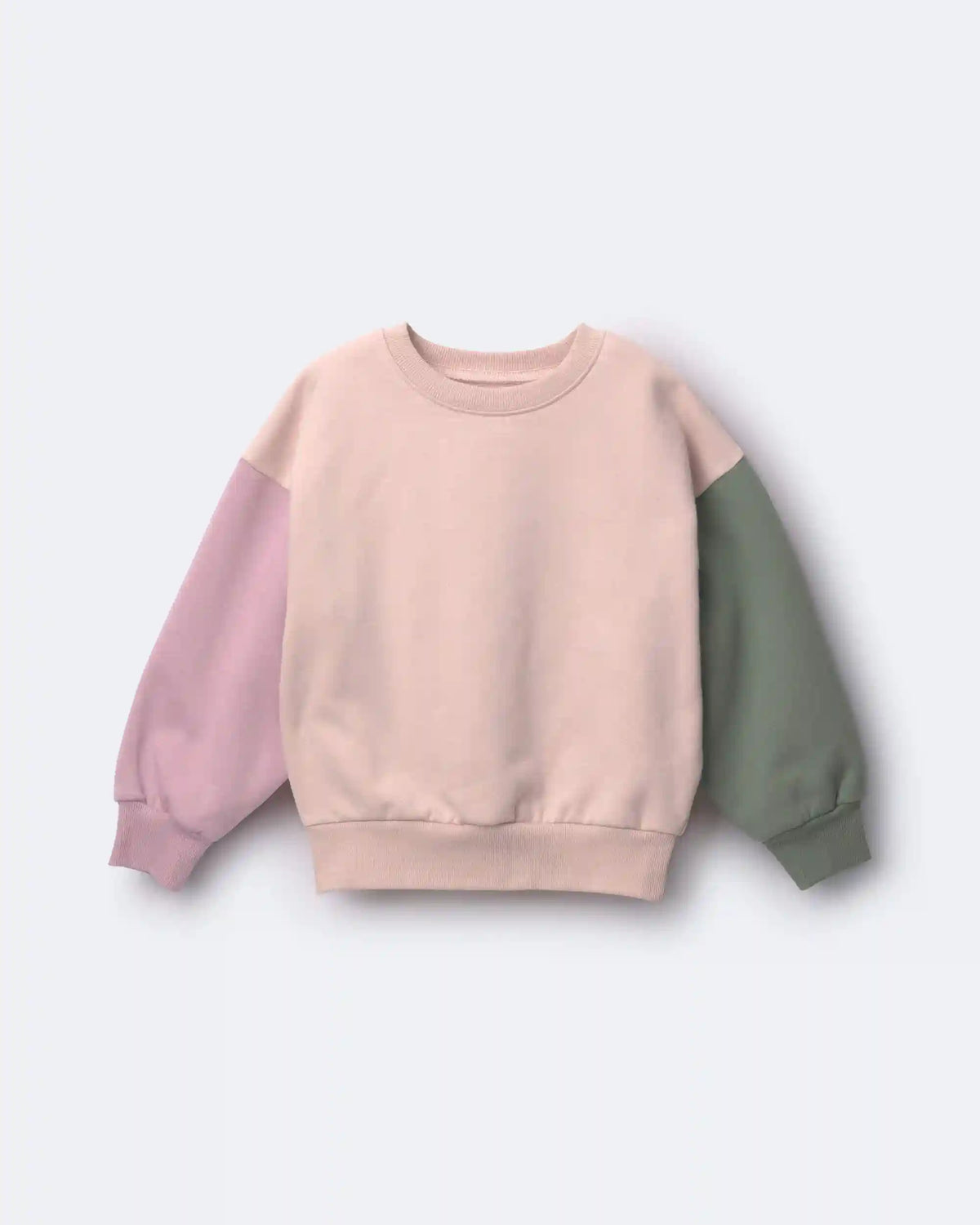 Toddler Girl Colorblock Pullover Sweatshirt - Light Pink/Mauve/Olive