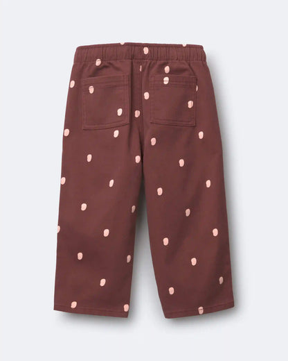 Toddler Girl Pleated Pants in Polka Dots - Burgundy