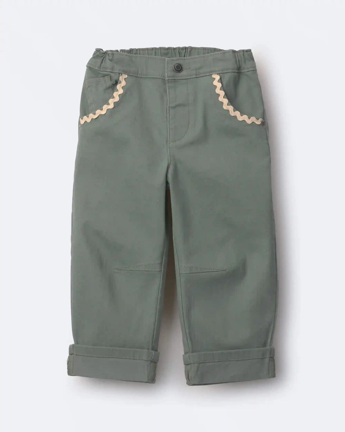 Toddler Girl Ric-Rack Cuffed Barrel Pant - Olive