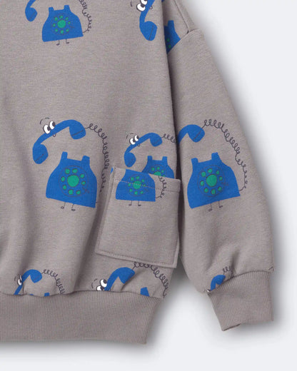 Toddler Otter Sweatshirt™ with Pockets in Phone Print - Grey