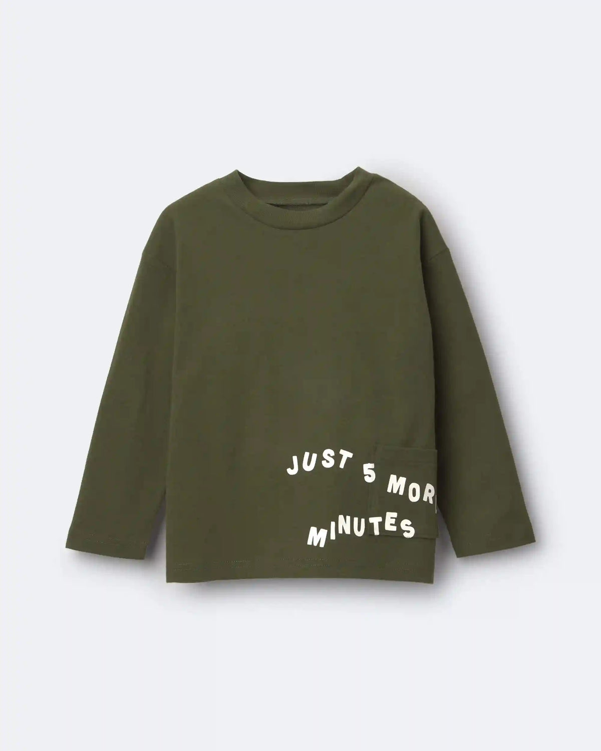 Toddler 'Just 5 More Minutes' Long-Sleeve Relaxed Graphic Tee - Olive