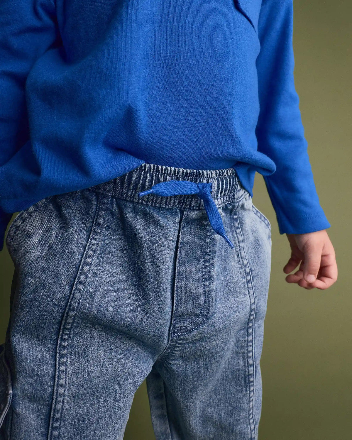 Toddler Denim Cargo Joggers in Avenue Wash - Blue