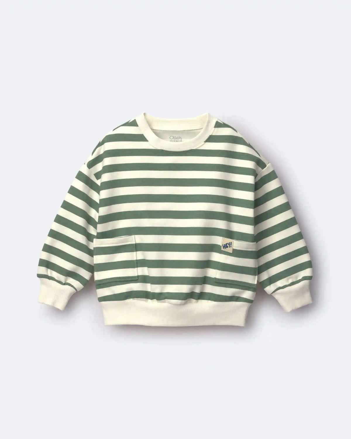 Toddler Otter Sweatshirt™ with Pockets in Stripes - Olive/Cream