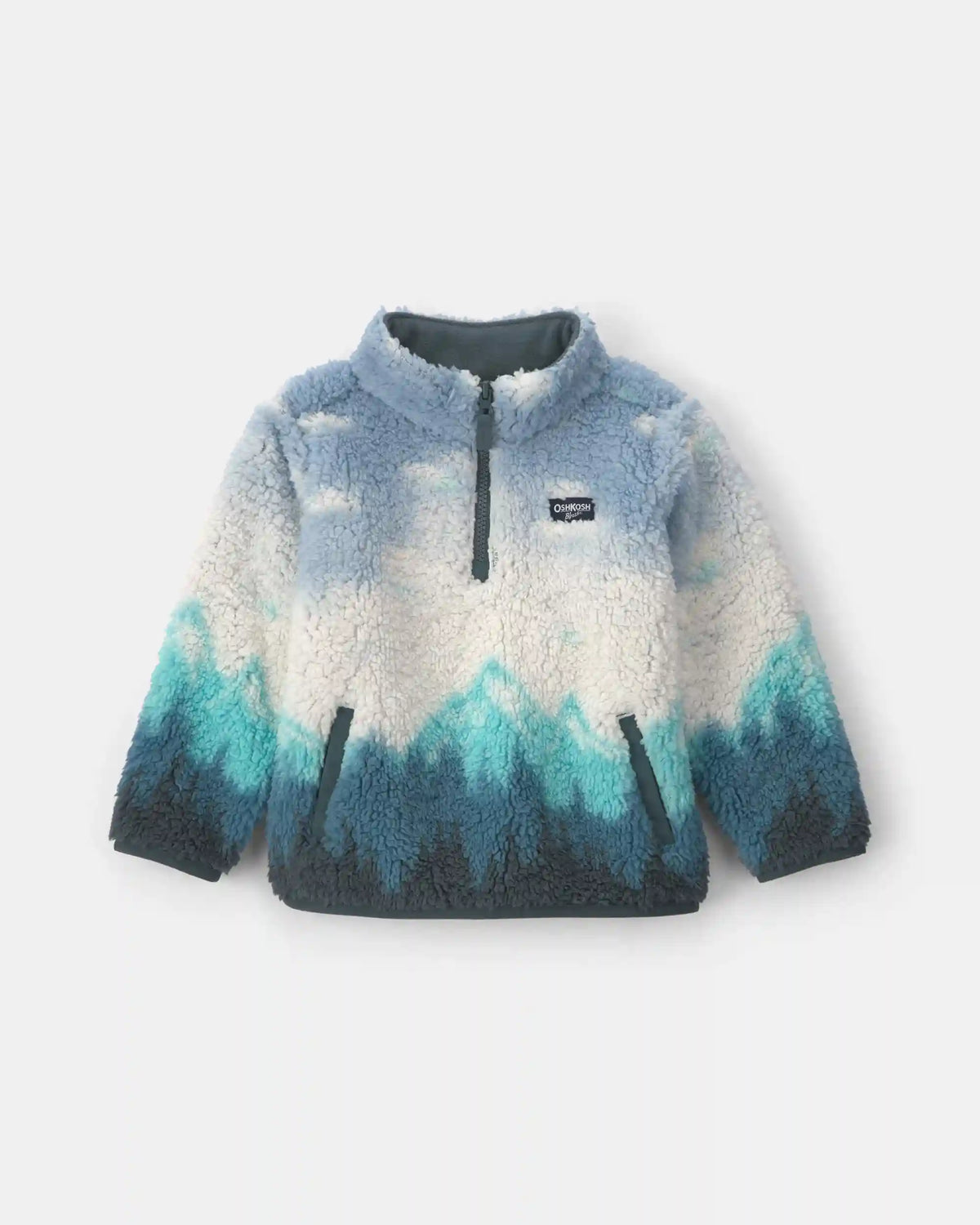 Toddler Boy Mountainscape Quarter-Zip Pullover Sweatshirt - Blue/Grey