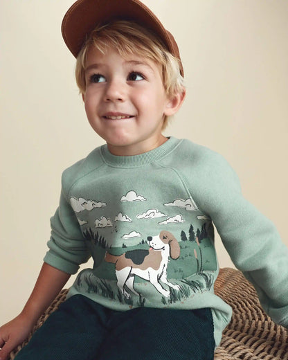 Toddler Boy Dog Fleece Pullover Sweatshirt - Green