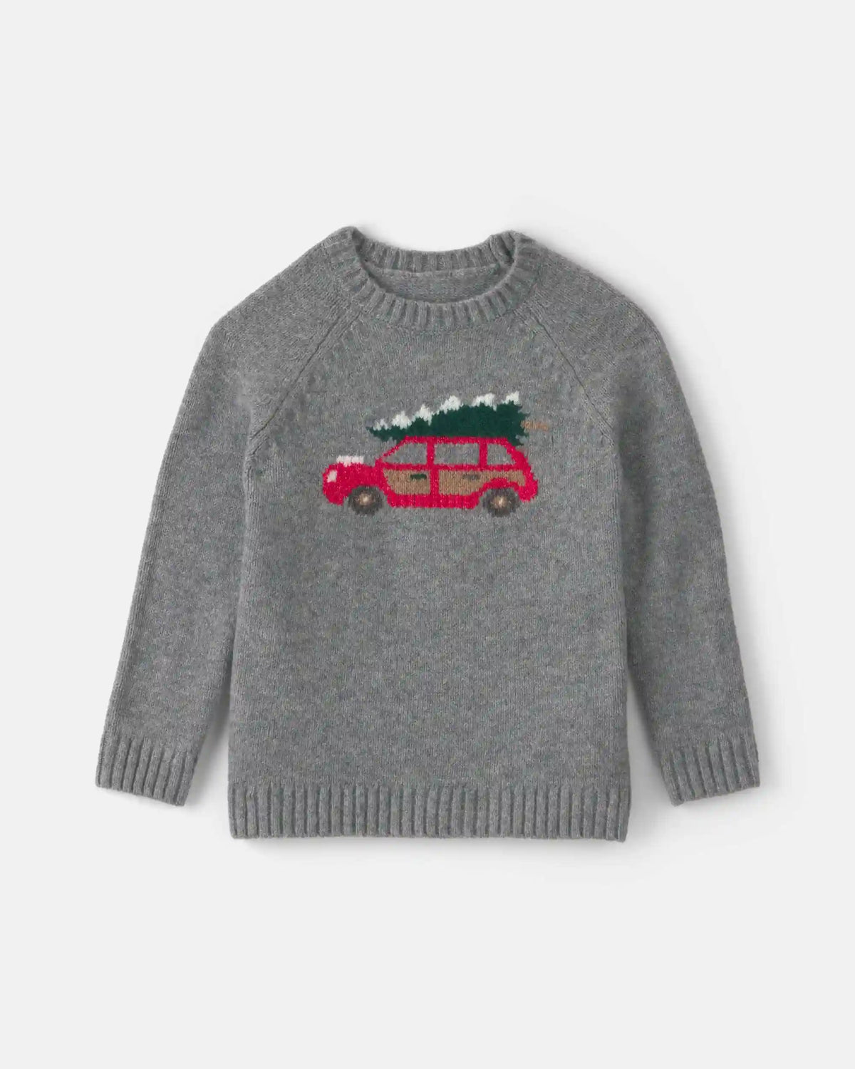 Toddler Boy Christmas Car Sweater - Grey