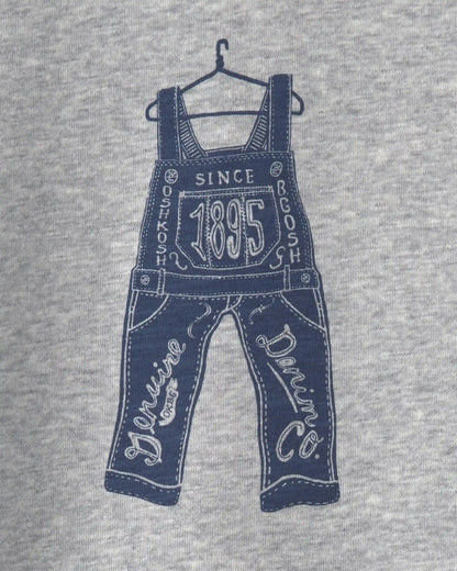 Toddler Boy Overall French Terry Sweater - Grey