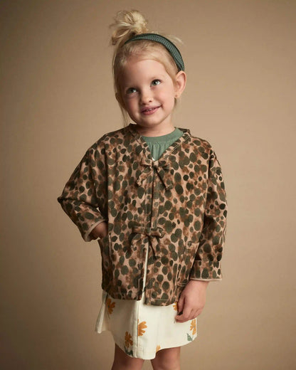 Toddler Girl Bow Jacket in Leopard - Brown