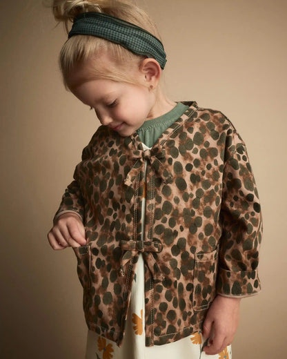 Toddler Girl Bow Jacket in Leopard - Brown