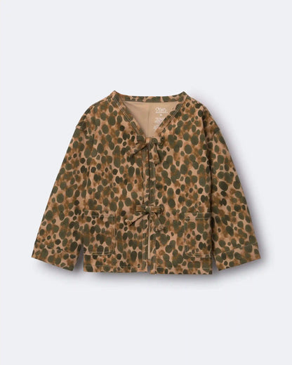 Toddler Girl Bow Jacket in Leopard - Brown
