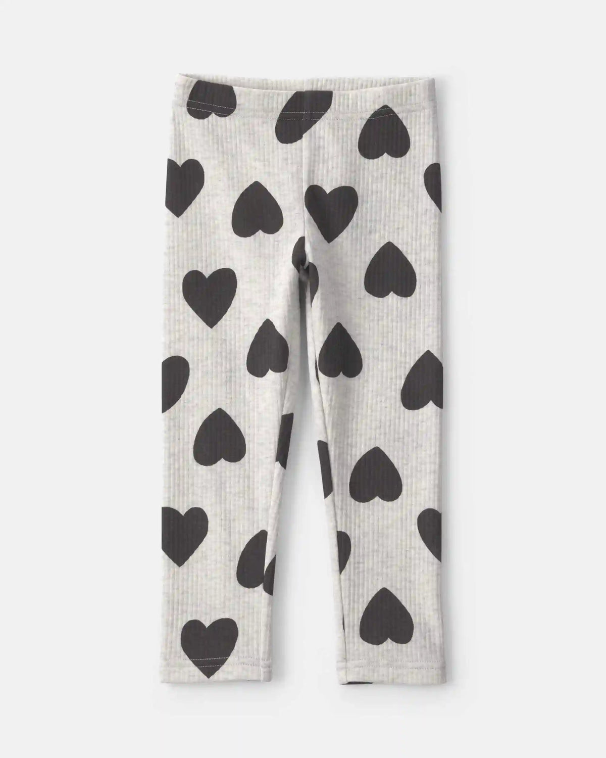Toddler Girl Heart Pull-On Stretch Leggings - Grey/Black