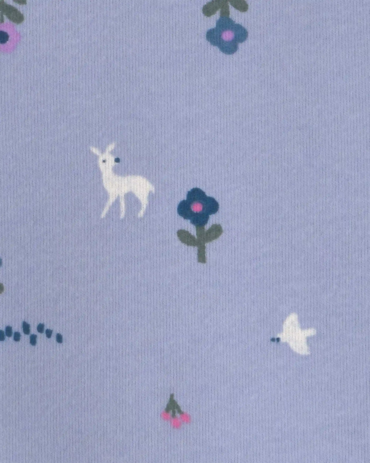 Toddler Girl Deer Floral Fleece Long-Sleeve Pullover Sweatshirt - Blue