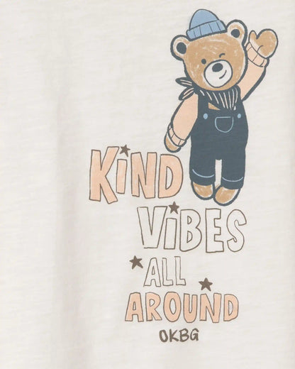 Toddler Boy 'Kind Vibes' Bear Long-Sleeve Graphic Tee - Cream