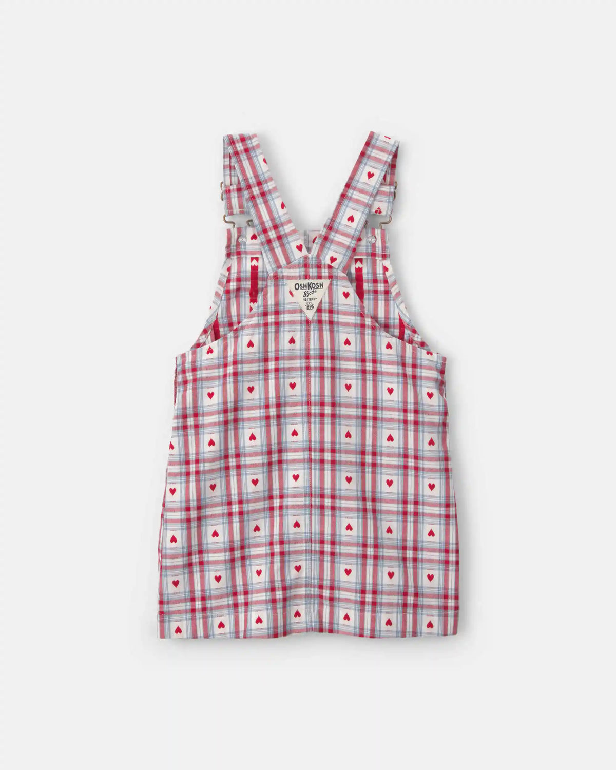 Toddler Girl Heart Plaid Valentine's Day Skirtall - Blue/White/Red