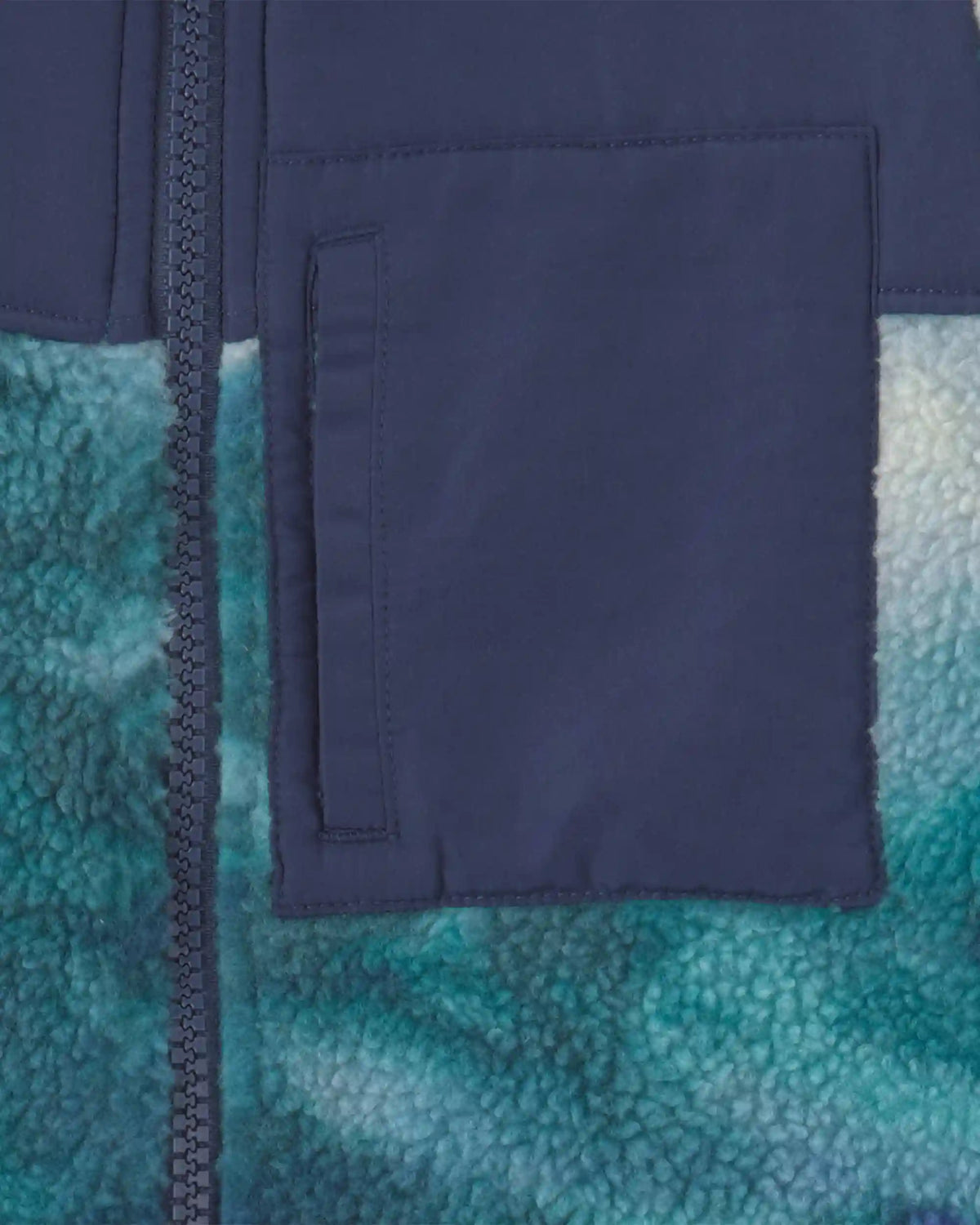 Toddler Boy Snowflake Fleece Zip-Up Jacket - Green/Navy